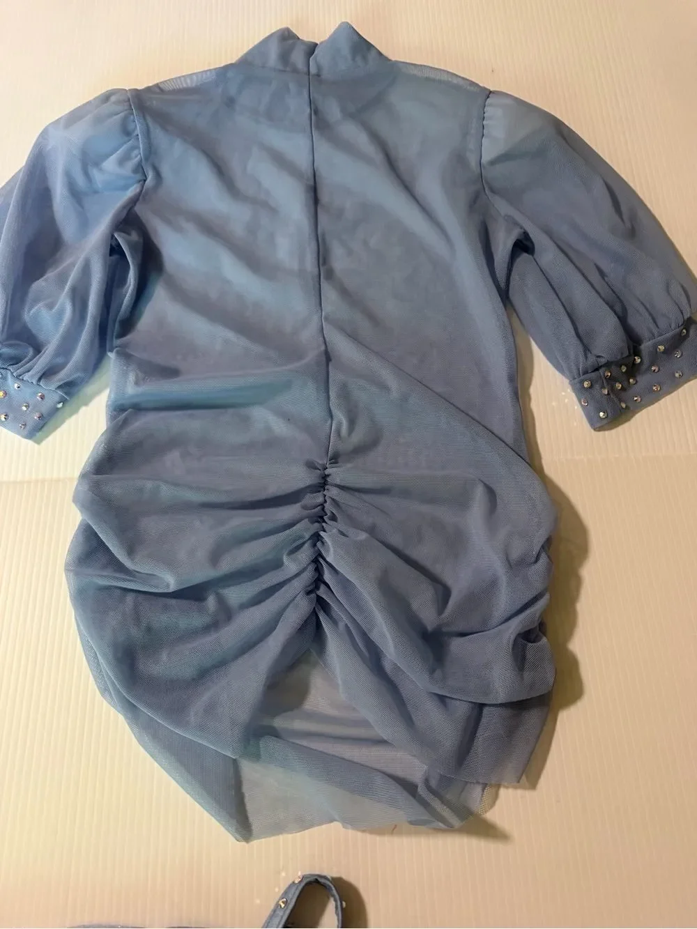 Kelle dance solo costume contemporary illusion blue 2 piece overdress MC child
